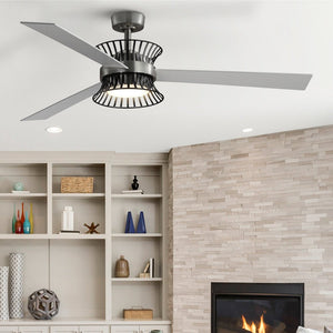 Urban Ambiance - Ceiling Fan - UHP9500 Bohemian Indoor Ceiling Fan, 14 - 3/4''H x 55 - 5/16"W x 55 - 5/16''D, Brushed Nickel Finish, Darlinghurst Collection - 