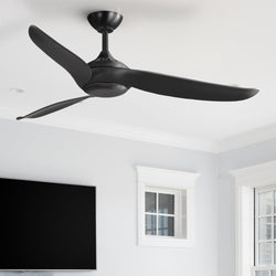 Urban Ambiance - Ceiling Fan - UHP9522 Mid Century Modern Indoor Ceiling Fan, 14 - 1/16''H x 52"W x 52''D, Matte Black Finish, Wetzlar Collection - 