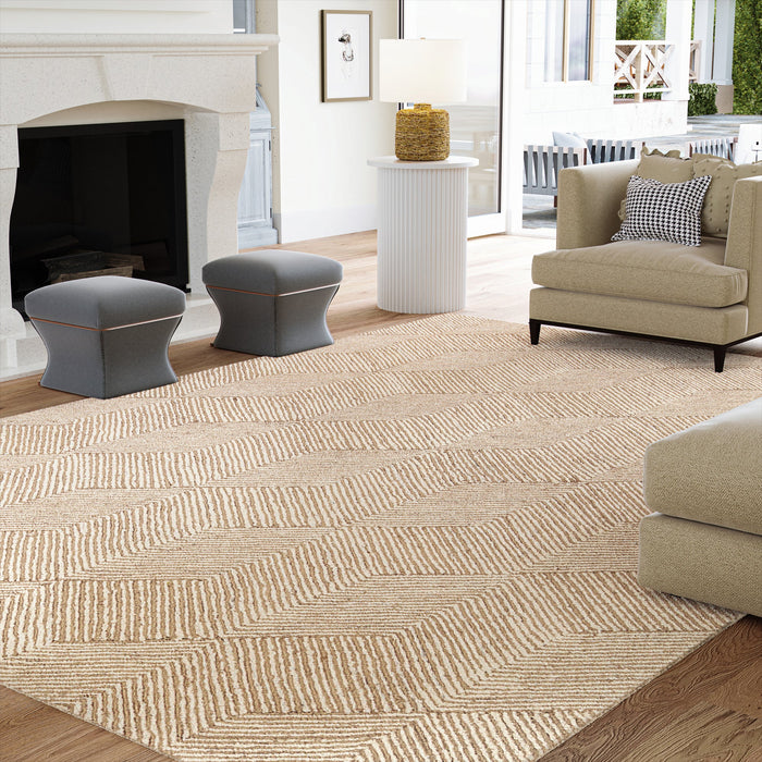 UJR0110 Luxury Hand-Tufted Natural Medium-Pile Rug