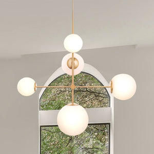 Urban Ambiance - Chandelier - ULB2330 Mid Century Modern Indoor Chandelier, 36.75"W x 36.75"D x 43.5"H, Satin Gold Finish, Traverse Collection - 