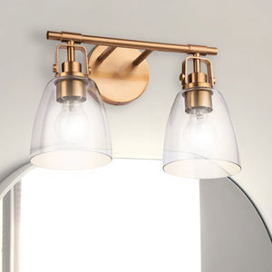 Urban Ambiance - Bath Light - ULB2372 Modern Farmhouse Indoor Bath Light, 14.56"W x 7"D x 10.6"H, Satin Gold Finish, Wimberley Collection - 