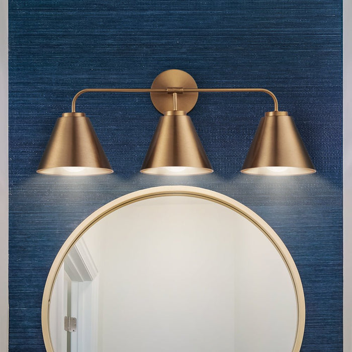 ULB2401 Mid Century Modern Indoor Bath Light, 25.38"W x 7"D x 10.5"H, Satin Gold Finish, Marais Collection