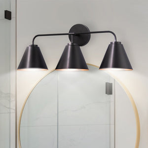 Urban Ambiance - Bath Light - ULB2403 Mid Century Modern Indoor Bath Light, 25.38"W x 7"D x 10.5"H, Matte Black Finish, Marais Collection - 