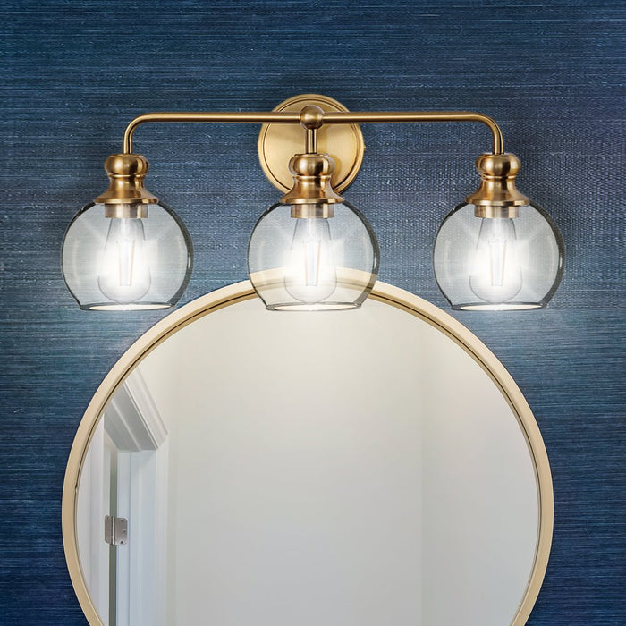 ULB2412 Modern Farmhouse Indoor Bath Light, 22"W x 7.9"D x 10.5"H, Satin Gold Finish, Leavenworth Collection