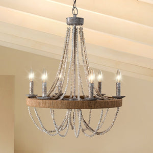 Urban Ambiance - Chandelier - ULB2420 Coastal Indoor Chandelier, 23.6"W x 23.6"D x 22.7"H, Distressed Gray Finish, Harbor Collection - 