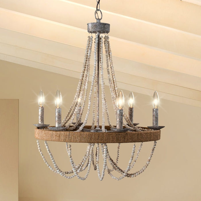 ULB2420 Coastal Indoor Chandelier, 23.6"W x 23.6"D x 22.7"H, Distressed Gray Finish, Harbor Collection