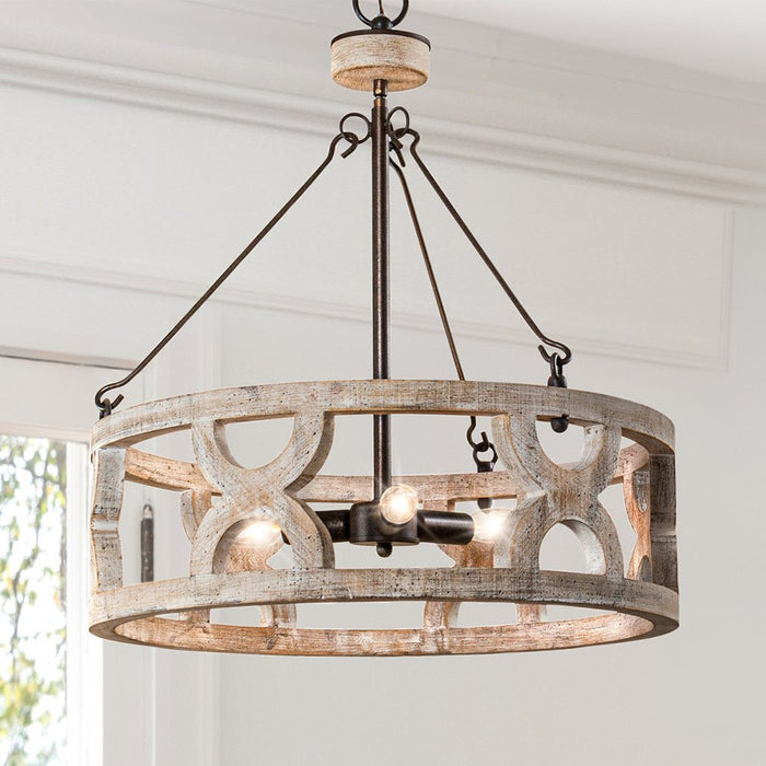 ULB2422 Farmhouse Indoor Chandelier, 20.5"W x 20.5"D x 20.9"H, Distressed Gray Finish, Harbor Collection