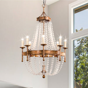 Urban Ambiance - Chandelier - ULB2423 Glam Indoor Chandelier, 27.6"W x 27.6"D x 43.3"H, Distressed Gold Finish, Harbor Collection - 