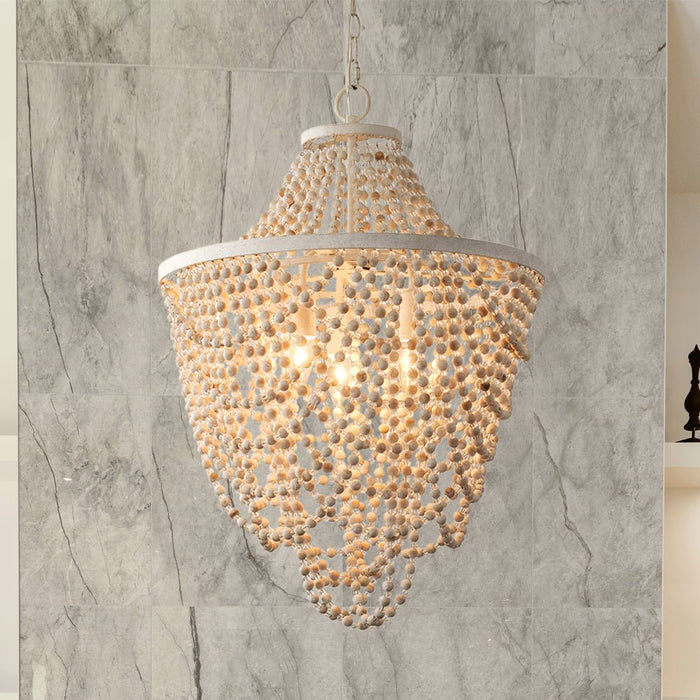 ULB2440 Bohemian Indoor Chandelier, 19.7"W x 19.7"D x 27.6"H, Antique White Finish, Harbor Collection