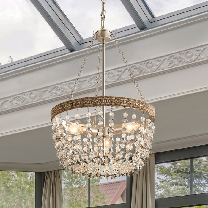 ULB2441 Cosmopolitan Indoor Chandelier, 15.7"W x 15.7"D x 15.7"H, Antique Nickel Finish, Harbor Collection