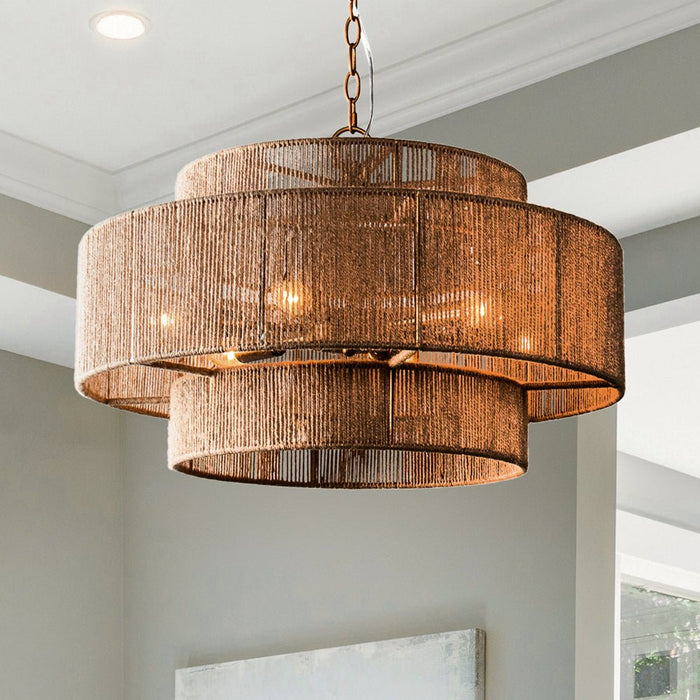 ULB2445 Coastal Indoor Chandelier, 23.62"W x 23.62"D x 15.16"H, Antique Brass Finish, Harbor Collection