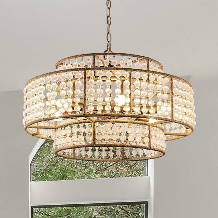 ULB2446 Cosmopolitan Indoor Chandelier, 23.62"W x 23.62"D x 15.16"H, Antique Brass Finish, Harbor Collection