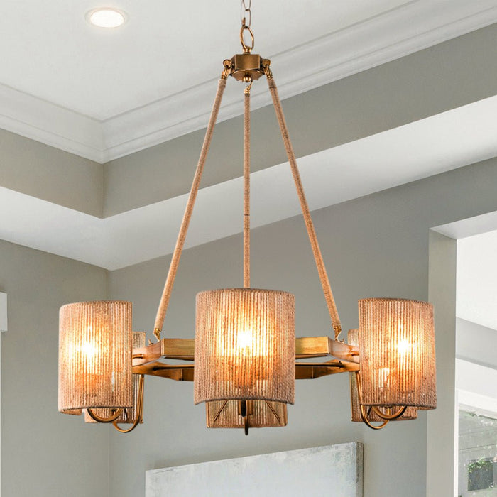 ULB2449 Mediterranean Indoor Chandelier, 28.7"W x 28.7"D x 30"H, Satin Gold Finish, Harbor Collection