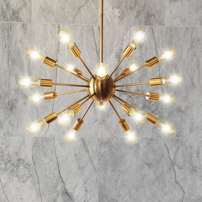 ULB2452 Modern Indoor Chandelier, 28"W x 28"D x 14"H, Satin Gold Finish, Harbor Collection