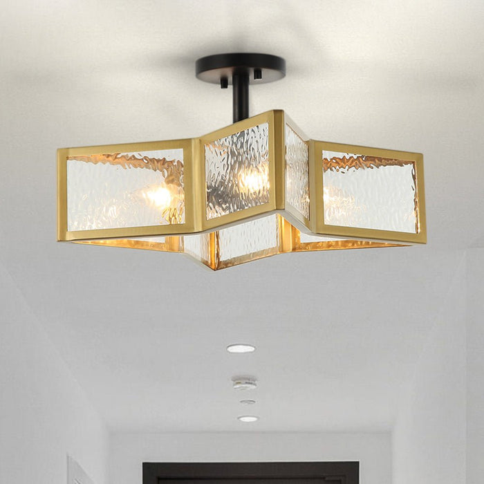 ULB2455 Modern Indoor Ceiling Fixture, 19.5"W x 19.5"D x 9.5"H, Satin Gold Finish, Harbor Collection