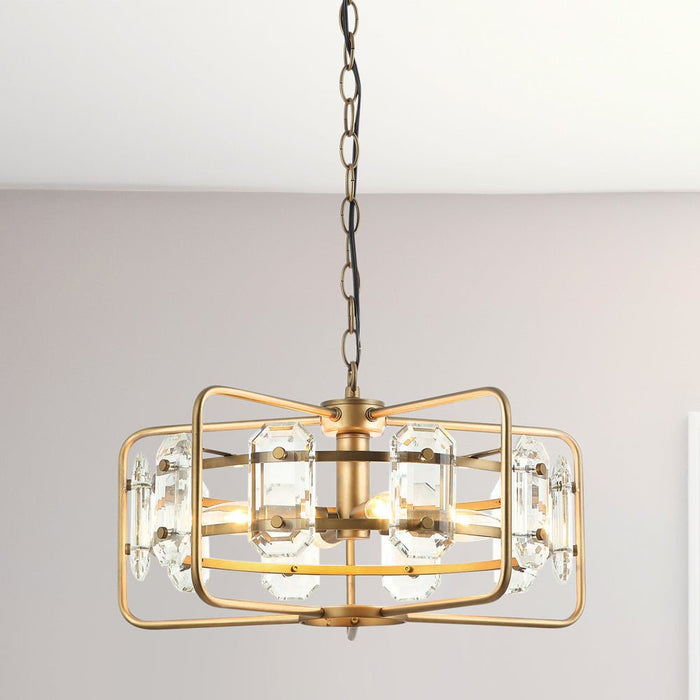 ULB2461 English Country Indoor Chandelier, 17.6"W x 17.6"D x 10"H, Antique Brass Finish, Harbor Collection