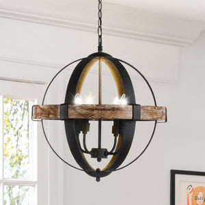 Urban Ambiance - Chandelier - ULB2468 Transitional Indoor Chandelier, 20"W x 20"D x 19.5"H, Matte Black Finish, Harbor Collection - 