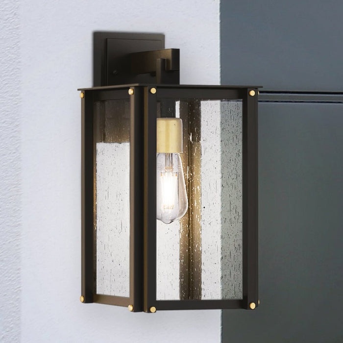 UQL10003 Mid Century Modern Outdoor Wall Sconce, 15.5''H x 8''W x 9.25''D, Matte Black Finish, Southbank Collection