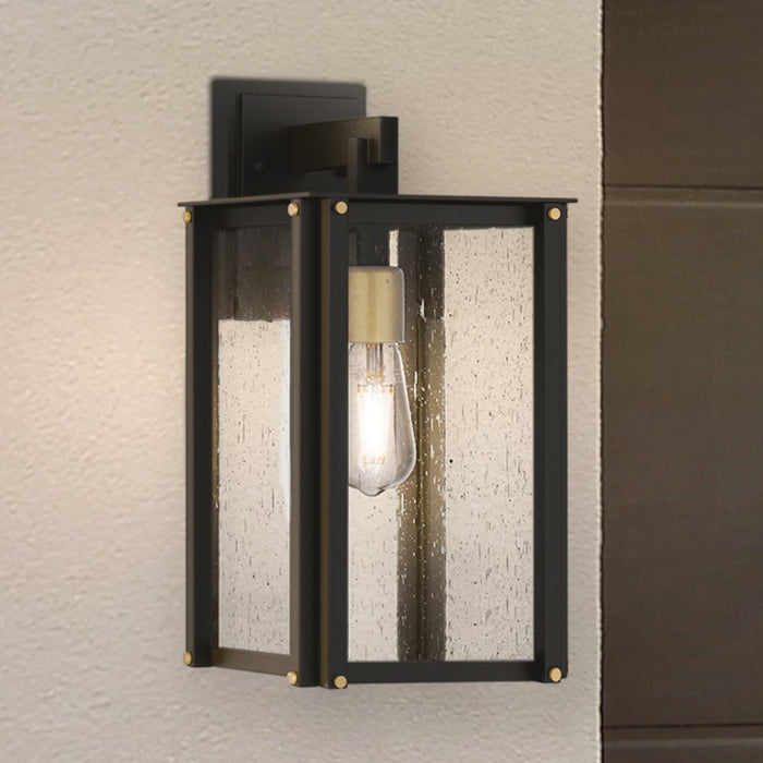 UQL10004 Mid Century Modern Outdoor Wall Sconce, 18''H x 9.25''W x 10.75''D, Matte Black Finish, Southbank Collection