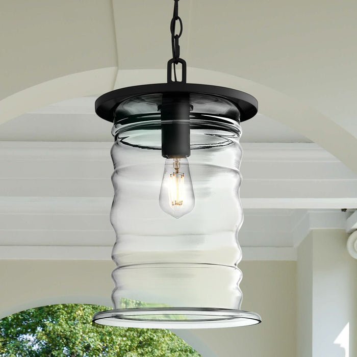 UQL10013 Classic Outdoor Pendant, 17.25''H x 10.5''W x 10.5''D, Matte Black Finish, Dayton Collection