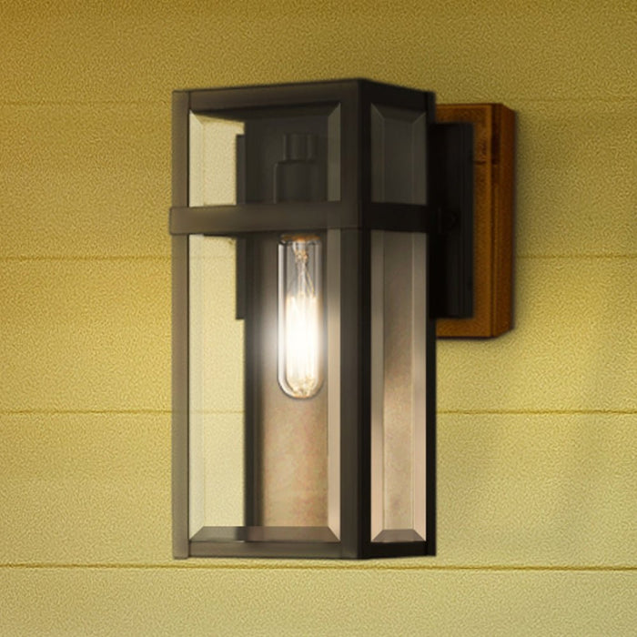 UQL10030 Modern Farmhouse Outdoor Wall Sconce, 13''H x 7.5''W x 5.5''D, Matte Black Finish, Penrith Collection