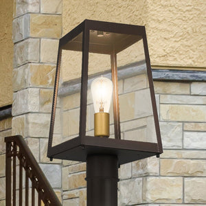 Urban Ambiance - Post Light - UQL1730 Modern Outdoor Post Light, 15.75''H x 8.50''W x 8.50''D, Western Bronze Finish, Steele Collection - 