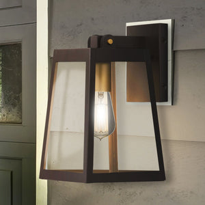 Urban Ambiance - Wall Sconce - UQL1733 Modern Outdoor Wall Sconce, 12.00''H x 7.00''W x 8.25''D, Western Bronze Finish, Steele Collection - 