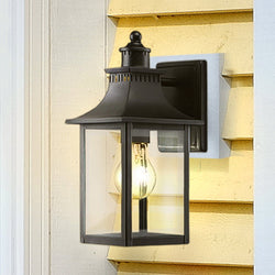 Urban Ambiance - Wall Sconce - UQL1751 Vintage Outdoor Wall Sconce, 11.25''H x 5.50''W x 6.25''D, Mystic Black Finish, Viersen Collection - 