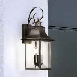 Urban Ambiance - Wall Sconce - UQL1755 English Country Outdoor Wall Sconce, 22.00''H x 9.00''W x 9.75''D, Mystic Black Finish, Viersen Collection - 