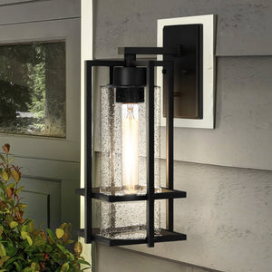 Urban Ambiance - Wall Sconce - UQL1772 Industrial Outdoor Wall Sconce, 14.50''H x 6.25''W x 7.50''D, Earth Black Finish, Sofia Collection - 