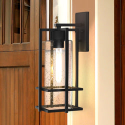 Urban Ambiance - Wall Sconce - UQL1773 Industrial Outdoor Wall Sconce, 17.25''H x 7.50''W x 8.75''D, Earth Black Finish, Sofia Collection - 