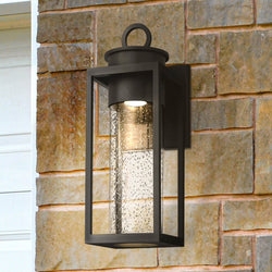 Urban Ambiance - Wall Sconce - UQL1781 Classic Outdoor Wall Sconce, 14.75''H x 5.00''W x 5.75''D, Matte Black Finish, Nicosia Collection - 