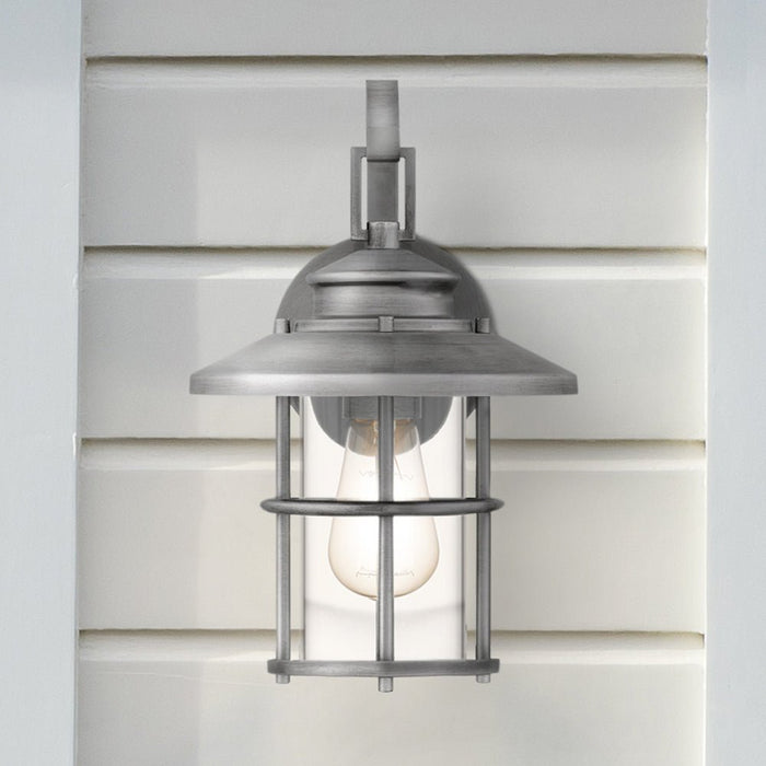 UQL1790 Coastal Outdoor Wall Sconce, 12.75''H x 8.00''W x 9.00''D, Antique Brushed Aluminum Finish, Ellendale Collection