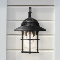 Urban Ambiance - Wall Sconce - UQL1791 Coastal Outdoor Wall Sconce, 12.75''H x 8.00''W x 9.00''D, Matte Black Finish, Ellendale Collection - 