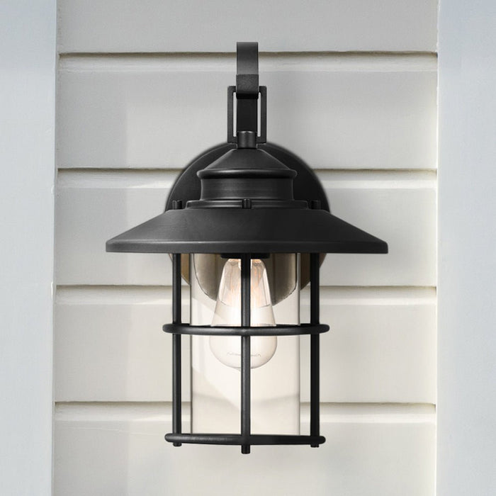 UQL1793 Coastal Outdoor Wall Sconce, 14.00''H x 9.50''W x 10.50''D, Matte Black Finish, Ellendale Collection