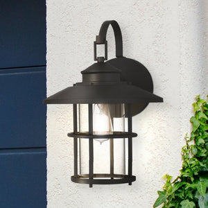 Urban Ambiance - Wall Sconce - UQL1795 Coastal Outdoor Wall Sconce, 16.50''H x 11.50''W x 12.50''D, Matte Black Finish, Ellendale Collection - 