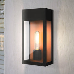 Urban Ambiance - Wall Sconce - UQL1801 Luxe Industrial Outdoor Wall Sconce, 13.00''H x 6.00''W x 5.50''D, Matte Black Finish, Kingsley Collection - 