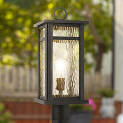 Urban Ambiance - Post Light - UQL1812 Modern Farmhouse Outdoor Post Light, 20.50''H x 8.25''W x 8.25''D, Earth Black Finish, Carrington Collection - 