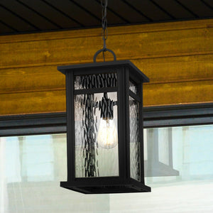 Urban Ambiance - Pendant - UQL1813 Modern Farmhouse Outdoor Pendant, 17.50''H x 8.25''W x 8.25''D, Earth Black Finish, Carrington Collection - 