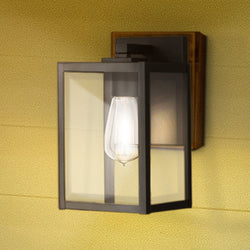 Urban Ambiance - Wall Sconce - UQL1890 Modern Farmhouse Outdoor Wall Sconce, 10.00''H x 5.75''W x 6.50''D, Earth Black Finish, Quincy Collection - 