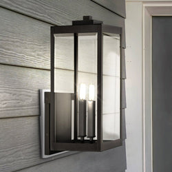 Urban Ambiance - Wall Sconce - UQL1892 Modern Farmhouse Outdoor Wall Sconce, 22.75''H x 9.00''W x 10.25''D, Earth Black Finish, Quincy Collection - 