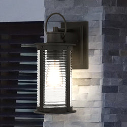 Urban Ambiance - Wall Sconce - UQL1921 Nautical Outdoor Wall Sconce, 13.25''H x 5.5''W x 7''D, Matte Black Finish, Jasper Collection - 