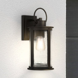 Urban Ambiance - Wall Sconce - UQL1922 Nautical Outdoor Wall Sconce, 15.5''H x 6.5''W x 7.75''D, Matte Black Finish, Jasper Collection - 