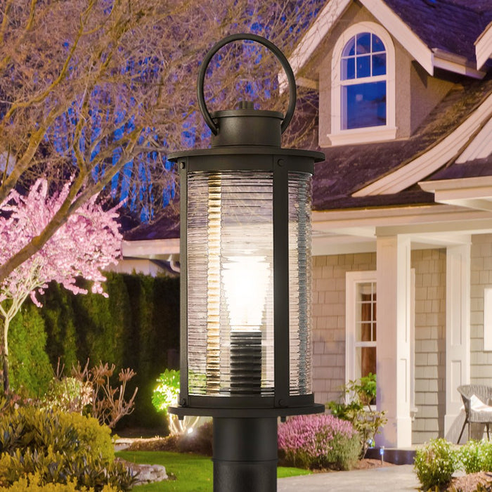 UQL1924 Nautical Outdoor Post Light, 20.25''H x 7.5''W x 7.5''D, Matte Black Finish, Jasper Collection