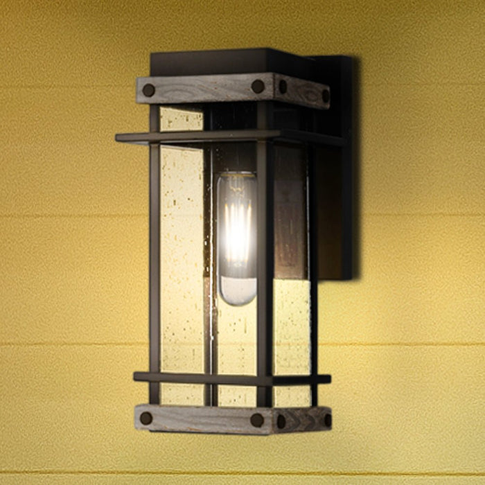 UQL1930 Modern Farmhouse Outdoor Wall Sconce, 11.5''H x 5.5''W x 6.5''D, Matte Black Finish, Munich Collection