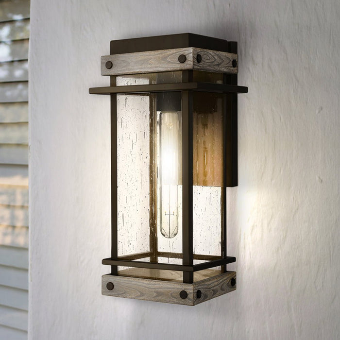 UQL1931 Modern Farmhouse Outdoor Wall Sconce, 15.5''H x 7.5''W x 8.5''D, Matte Black Finish, Munich Collection