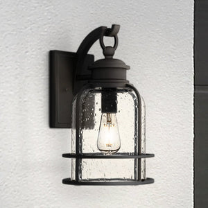 Urban Ambiance - Wall Sconce - UQL1941 Coastal Outdoor Wall Sconce, 14.5''H x 8.75''W x 9.75''D, Earth Black Finish, Lausanne Collection - 