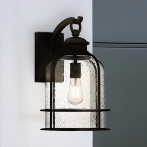 Urban Ambiance - Wall Sconce - UQL1942 Coastal Outdoor Wall Sconce, 16.5''H x 10''W x 11''D, Earth Black Finish, Lausanne Collection - 