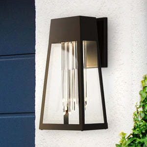 Urban Ambiance - Wall Sconce - UQL1950 Urban Loft Outdoor Wall Sconce, 14.25''H x 6.25''W x 7.75''D, Matte Black Finish, Peoria Collection - 