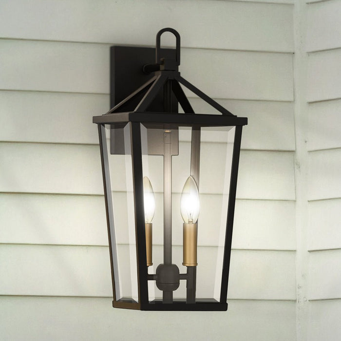 UQL1962 Urban Loft Outdoor Wall Sconce, 17.5''H x 7.5''W x 8.5''D, Matte Black Finish, Ulm Collection